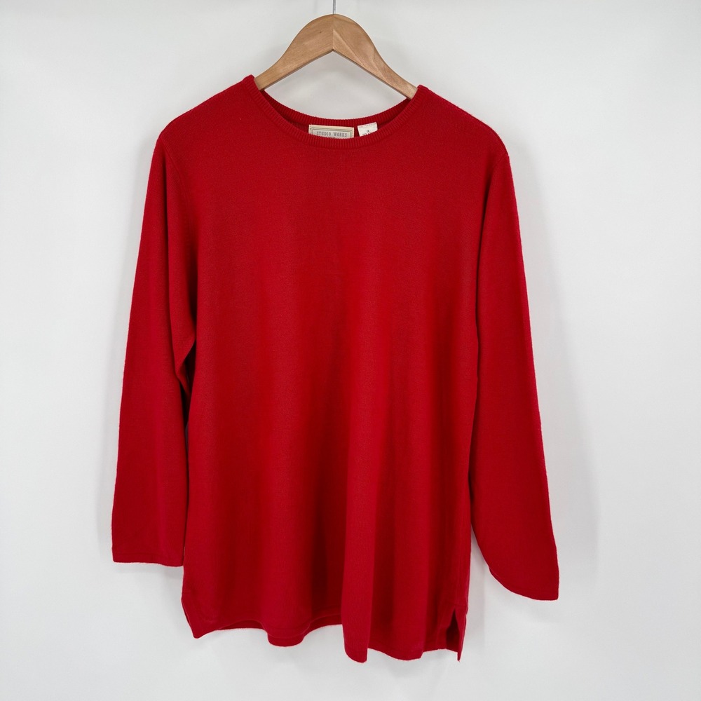 Studio Works Red Long Sleeve Lightweight Pullover Sweater Women's Sz 1X‎